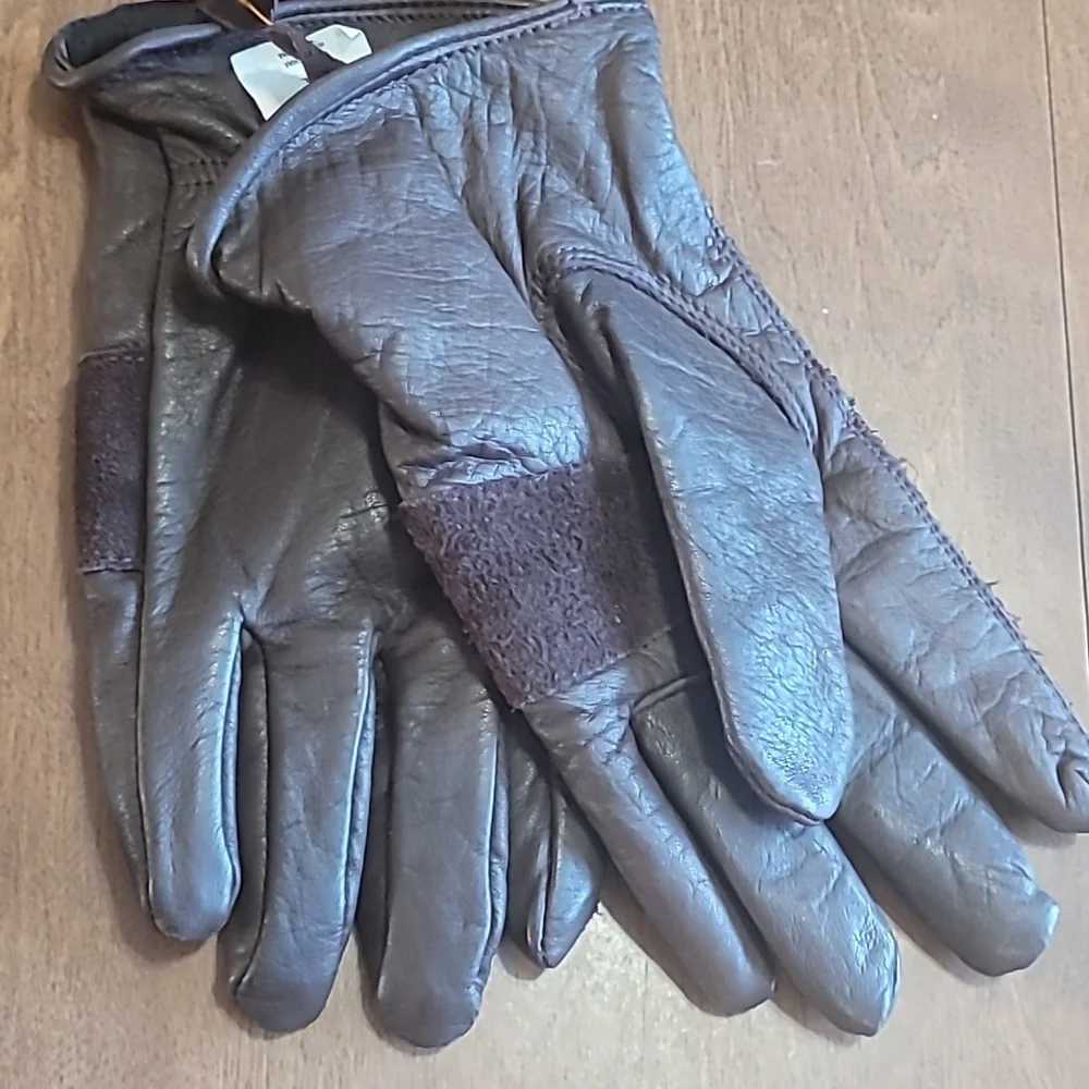 Women's Brown‎ Leather Gloves Size L/XL very good pre-owned Condition